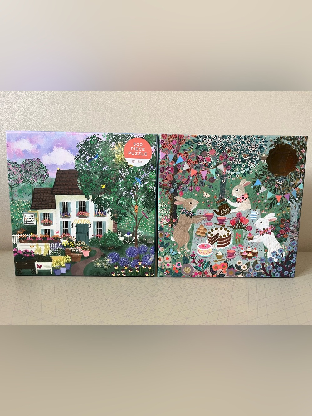 Bundle of 2 Galison Puzzles - Garden Path and Spring Tea Party